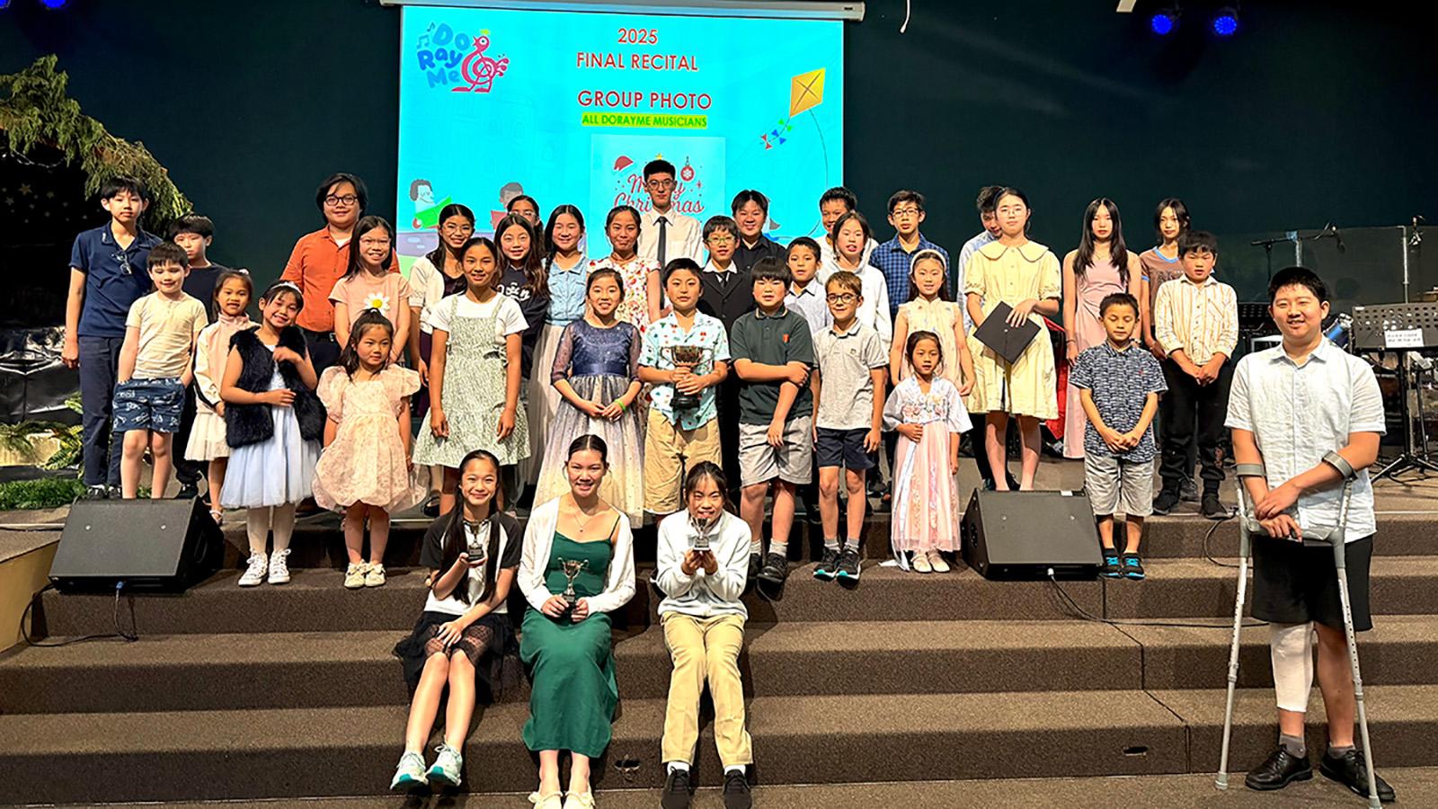 Dorayme students performing together at an annual recital in Christchurch